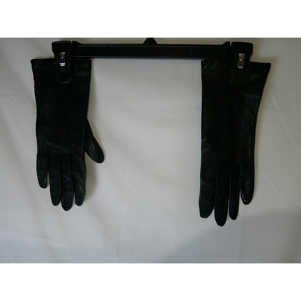 Vintage Grandoe Womens Black Leather Dress Gloves Size 7.5‎ Classic Winter